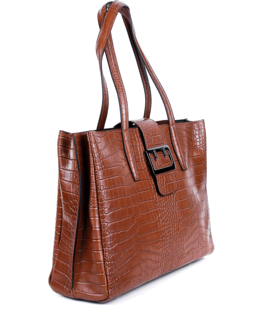 Bolso de mano de piel italiana Accordy Marrón