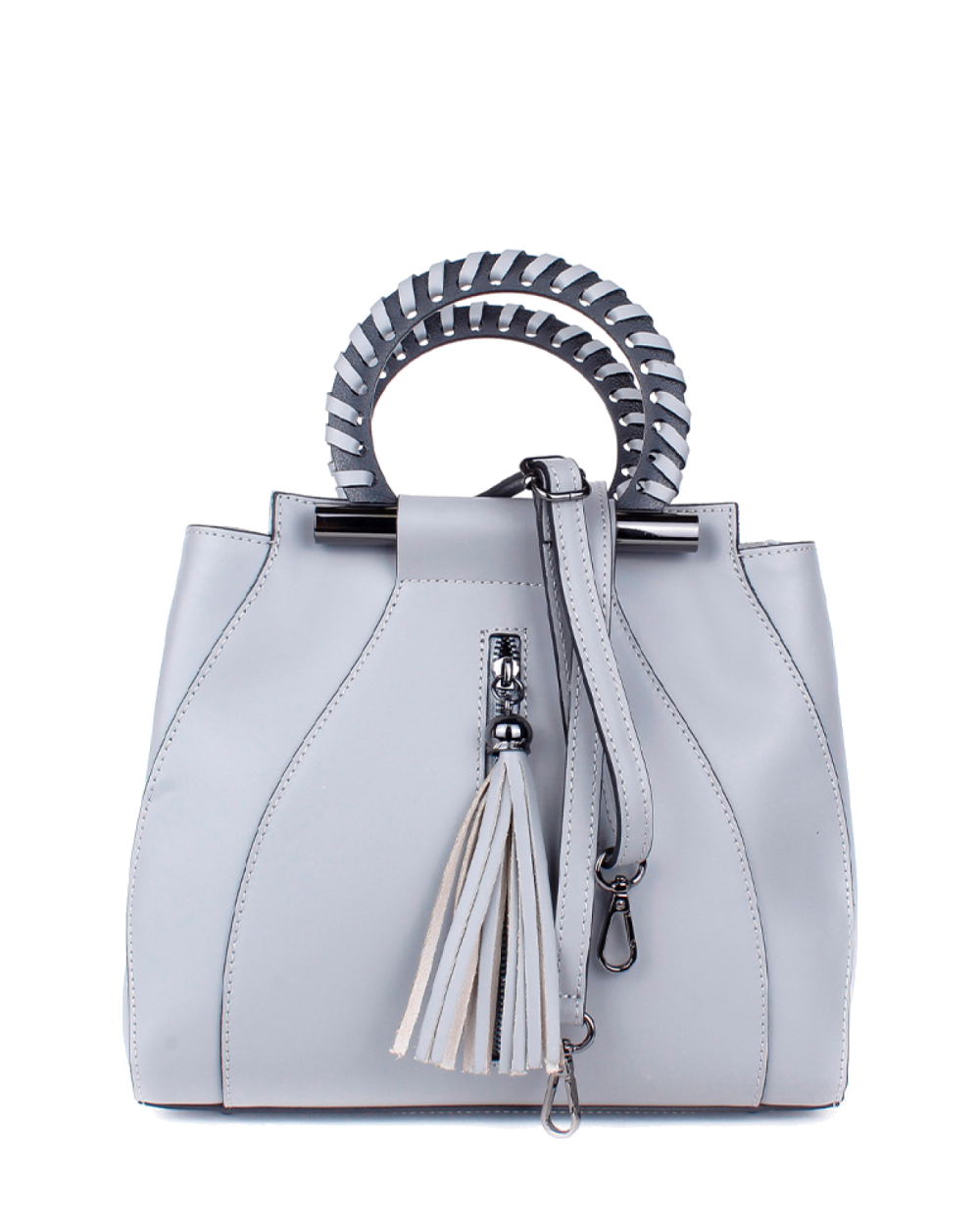 Bolso de mano de piel italiana Organo Gris
