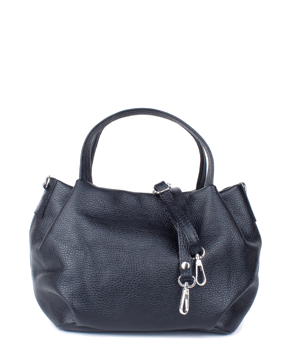Bolso de mano de piel italiana Campanula Negro