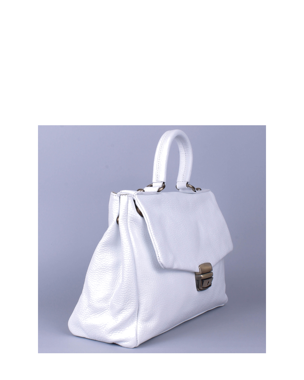 Bolso de mano de piel italiana ABBA Blanco