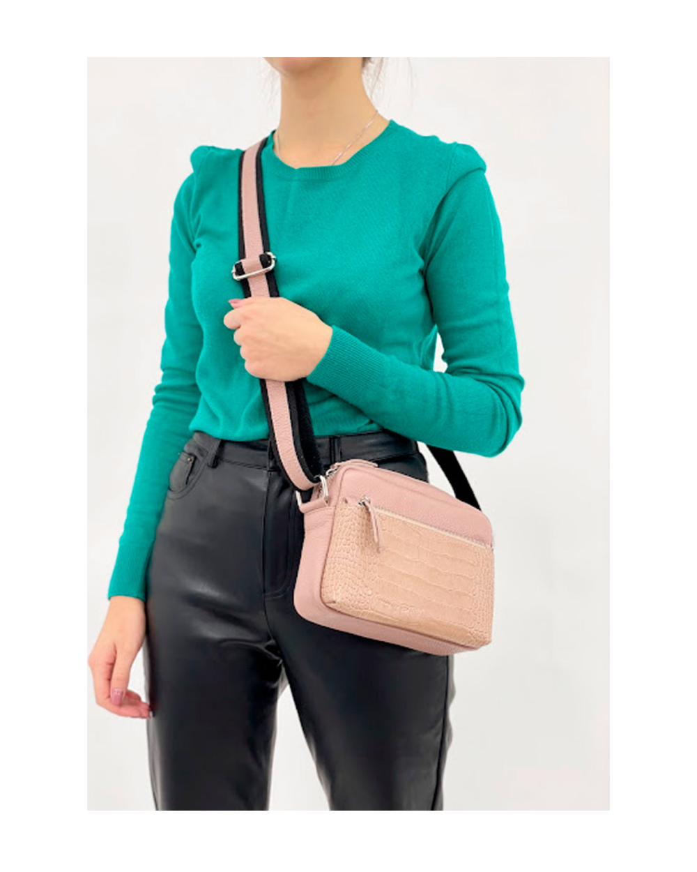 Bolso de mano de piel italiana Eis Rosa