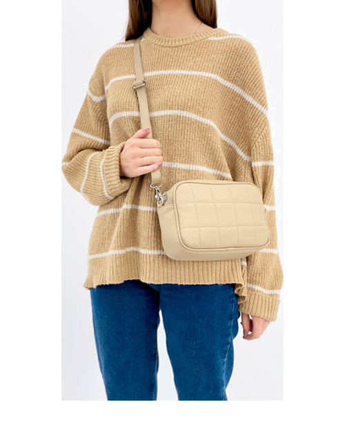Bandolera de piel italiana Beige 2843-11-37