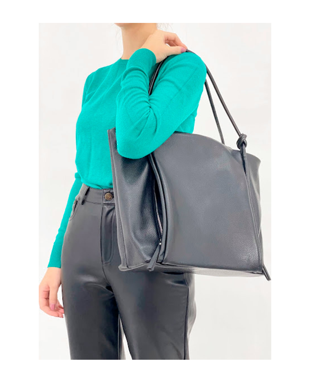 Bolso Tote de piel italiana Quadra Negro
