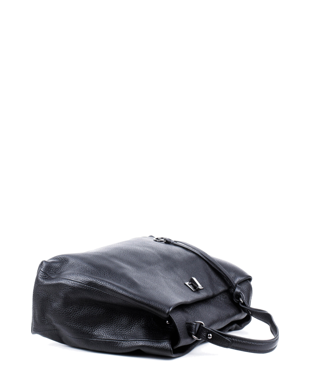 Bolso de mano de piel italiana LUNGA Negro