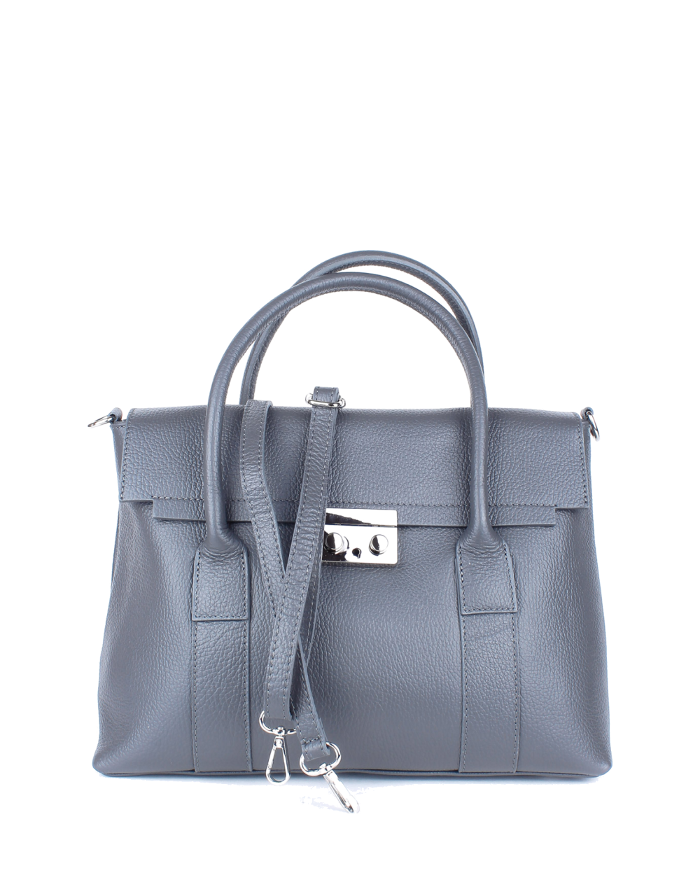 Bolso de mano de piel italiana Armonico Gris