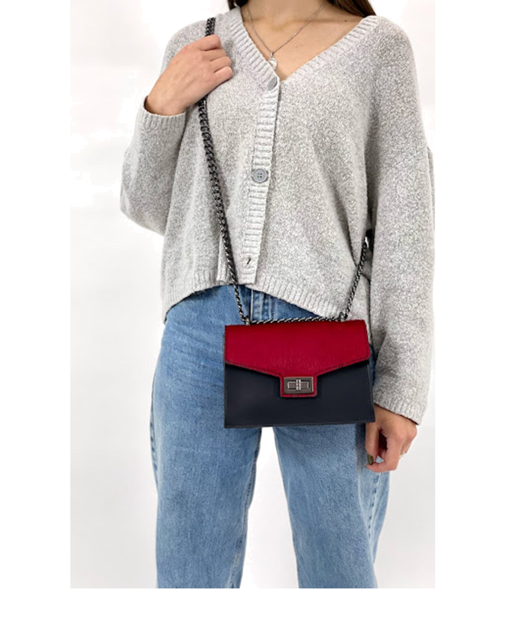 Bandolera de piel italiana Negro 3940-0512-151