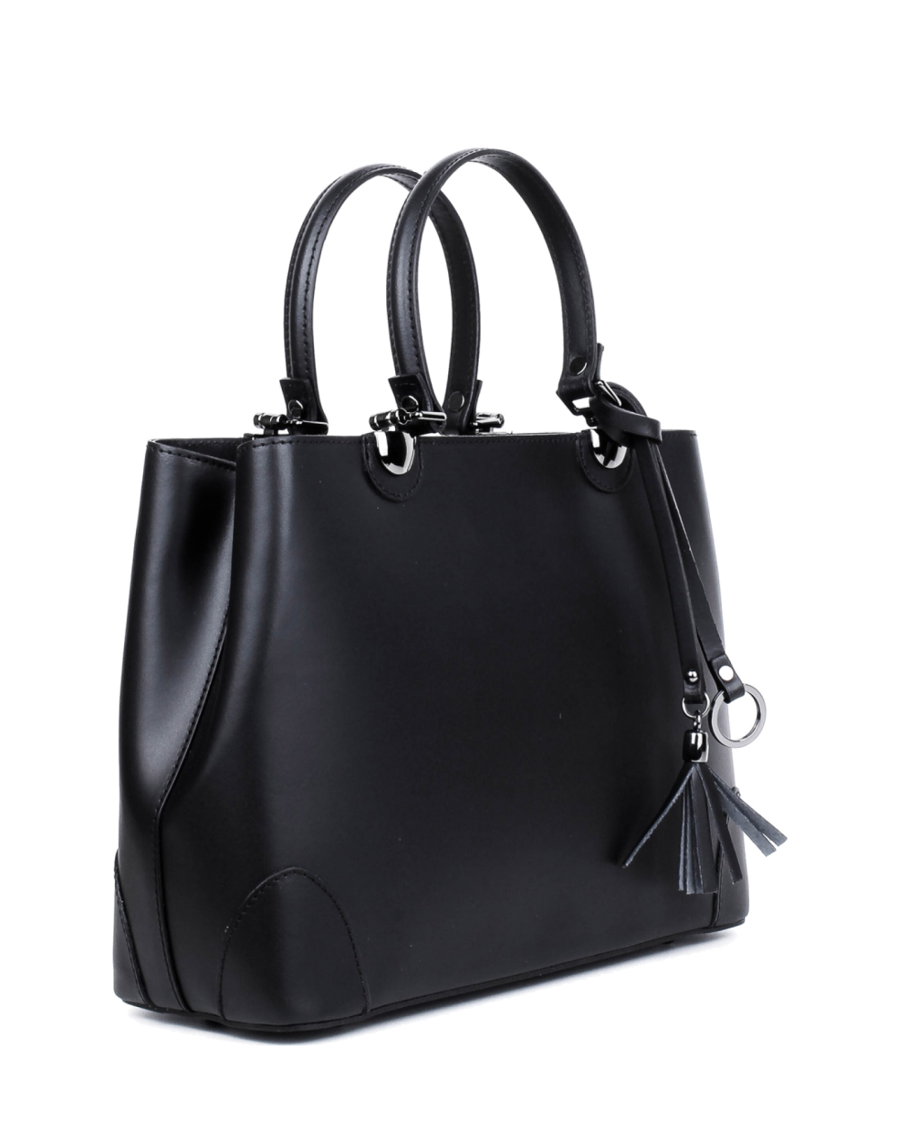 Bolso Tote de piel italiana FIORI Negro