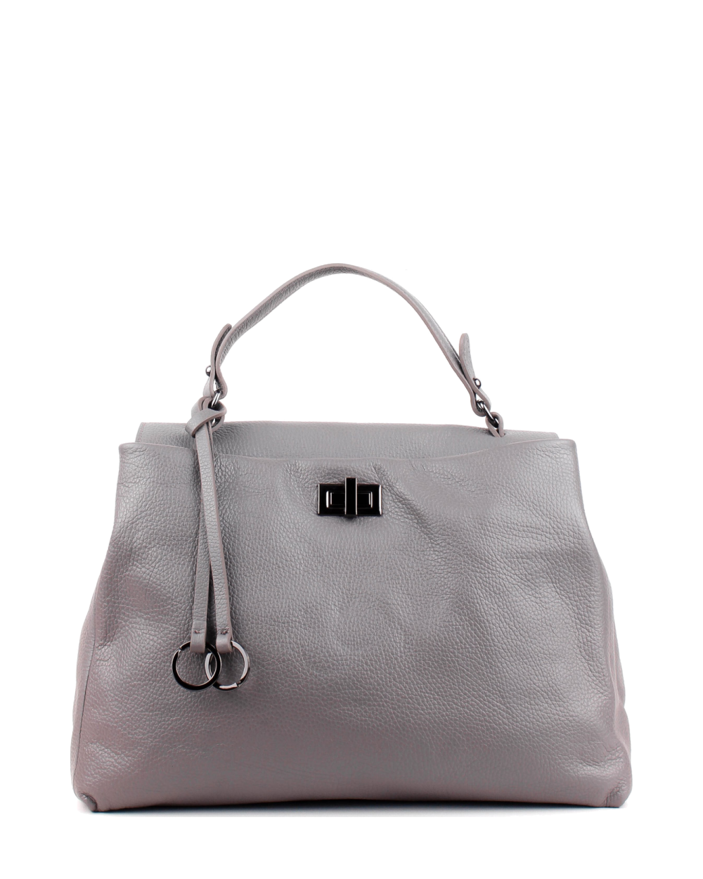 Bolso de mano de piel italiana LUNGA Gris